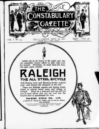 cover page of Constabulary Gazette (Dublin) published on September 18, 1920