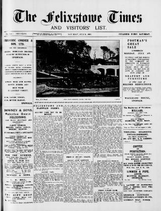 cover page of Felixstowe Times published on July 6, 1929