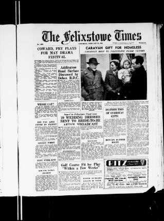 cover page of Felixstowe Times published on February 28, 1953