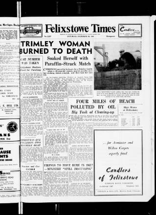 cover page of Felixstowe Times published on December 30, 1961