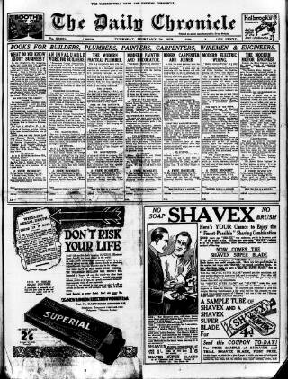 cover page of London Daily Chronicle published on February 28, 1929