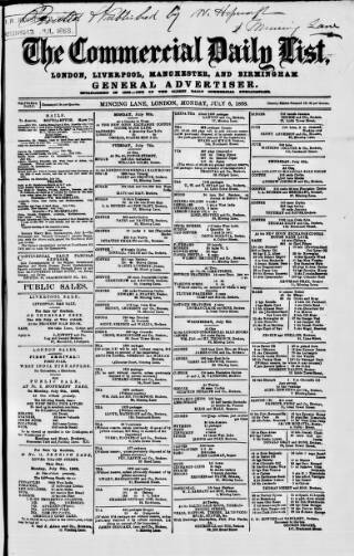 cover page of Commercial Daily List (London) published on July 6, 1868