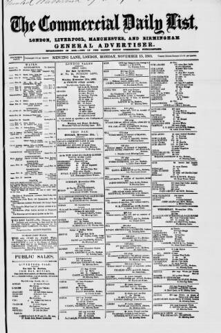 cover page of Commercial Daily List (London) published on November 15, 1869