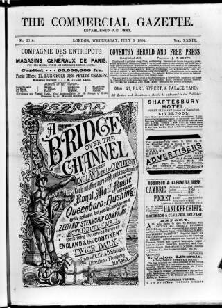 cover page of Commercial Gazette (London) published on July 6, 1892