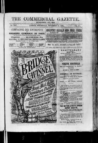 cover page of Commercial Gazette (London) published on November 15, 1893