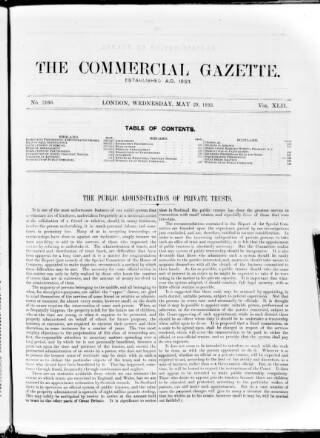 cover page of Commercial Gazette (London) published on May 29, 1895