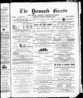 cover page of Yarmouth Gazette and North Norfolk Constitutionalist published on December 30, 1876