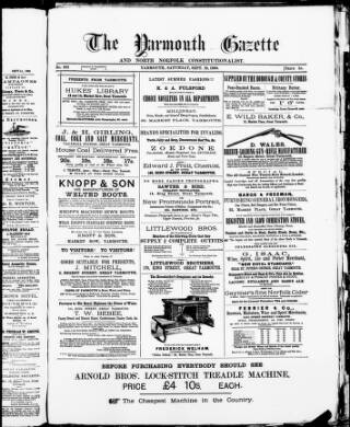 cover page of Yarmouth Gazette and North Norfolk Constitutionalist published on September 18, 1880