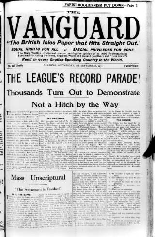 cover page of Protestant Vanguard published on September 18, 1935