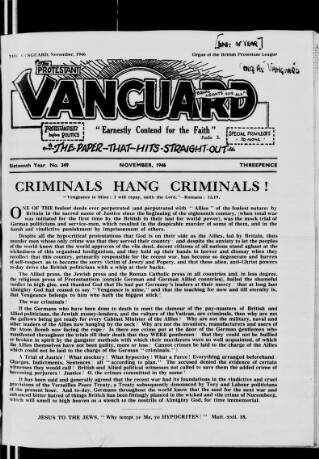 cover page of Protestant Vanguard published on November 1, 1946