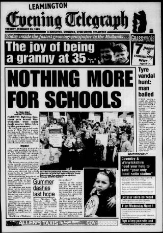 cover page of Leamington Evening Telegraph published on February 28, 1995