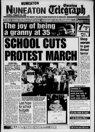 cover page of Nuneaton Evening Telegraph published on February 28, 1995