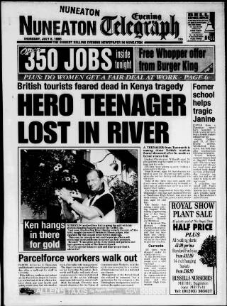 cover page of Nuneaton Evening Telegraph published on July 6, 1995
