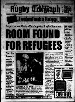 cover page of Rugby Evening Telegraph published on September 18, 1993