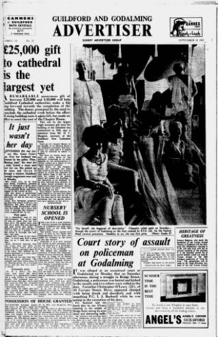 cover page of Guildford & Godalming Advertiser published on September 18, 1963