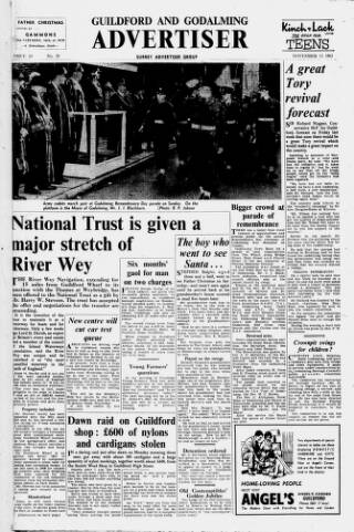 cover page of Guildford & Godalming Advertiser published on November 13, 1963