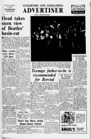 cover page of Guildford & Godalming Advertiser published on November 20, 1963