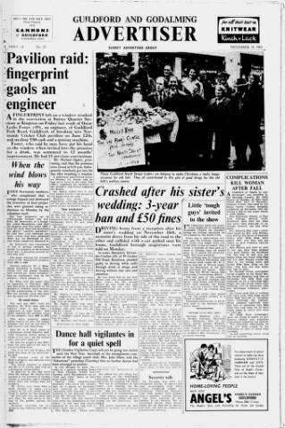 cover page of Guildford & Godalming Advertiser published on December 18, 1963