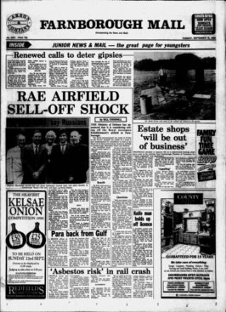 cover page of Farnborough Mail published on September 18, 1990