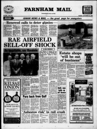 cover page of Farnham Mail published on September 18, 1990