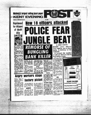 cover page of Kent Evening Post published on February 28, 1977