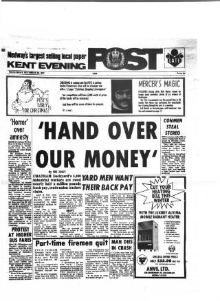 cover page of Kent Evening Post published on November 30, 1977