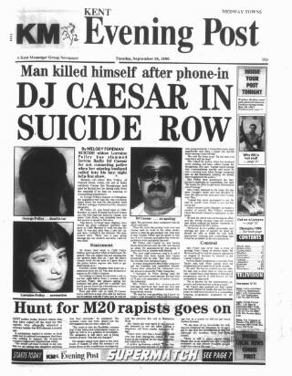 cover page of Kent Evening Post published on September 18, 1990