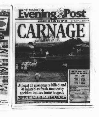 cover page of Yorkshire Evening Post published on February 28, 2001
