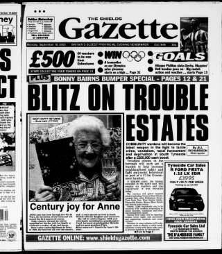 cover page of Shields Daily Gazette published on September 18, 2000