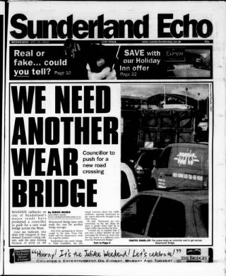 cover page of Sunderland Daily Echo and Shipping Gazette published on May 29, 2002