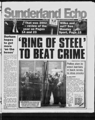 cover page of Sunderland Daily Echo and Shipping Gazette published on December 30, 2002