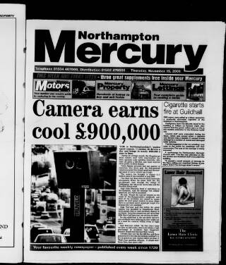 cover page of Northampton Mercury published on November 15, 2001