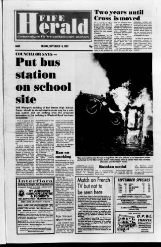 cover page of Fife Herald published on September 18, 1987