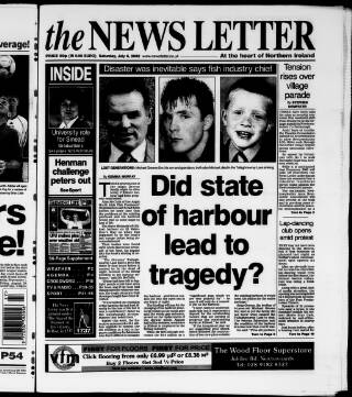 cover page of Belfast News-Letter published on July 6, 2002