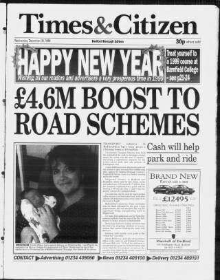 cover page of Bedfordshire Times and Independent published on December 30, 1998