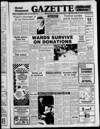 cover page of Hemel Hempstead Gazette published on November 15, 1985