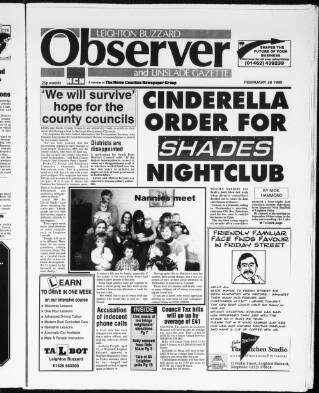 cover page of Leighton Buzzard Observer and Linslade Gazette published on February 28, 1995