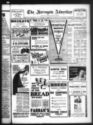 cover page of Harrogate Advertiser and Weekly List of the Visitors published on February 28, 1942