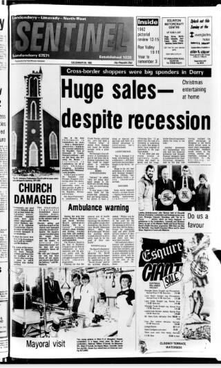 cover page of Londonderry Sentinel published on December 30, 1982