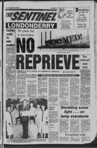 cover page of Londonderry Sentinel published on May 29, 1985