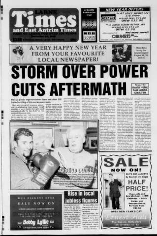 cover page of Larne Times published on December 30, 1998