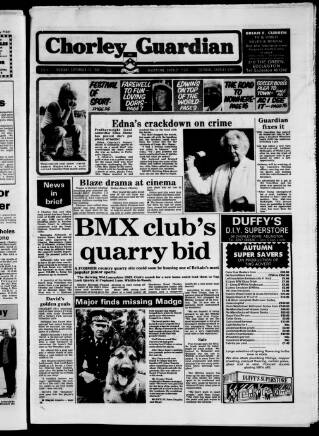cover page of Chorley Guardian published on September 18, 1986