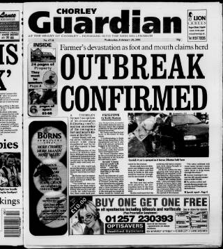 cover page of Chorley Guardian published on February 28, 2001
