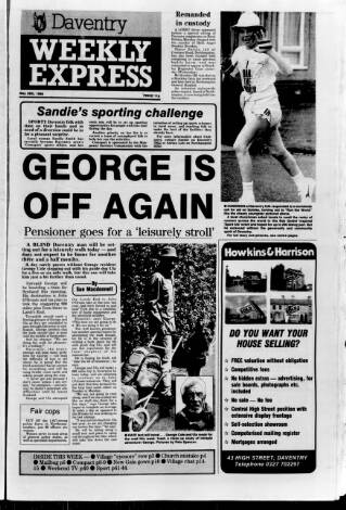 cover page of Daventry and District Weekly Express published on May 29, 1986