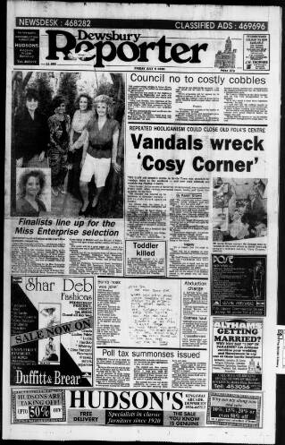 cover page of Dewsbury Reporter published on July 6, 1990