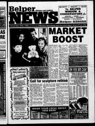 cover page of Belper News published on November 30, 1995