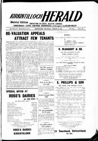 cover page of Kirkintilloch Herald published on February 28, 1962