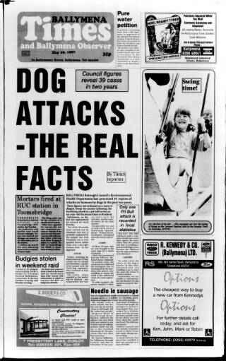 cover page of Ballymena Weekly Telegraph published on May 29, 1991