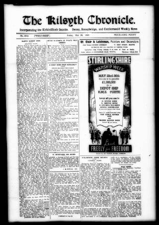 cover page of Kilsyth Chronicle published on May 29, 1942