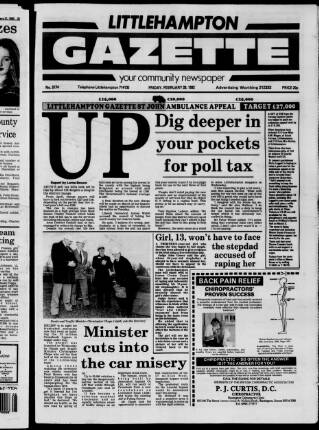 cover page of Littlehampton Gazette published on February 28, 1992